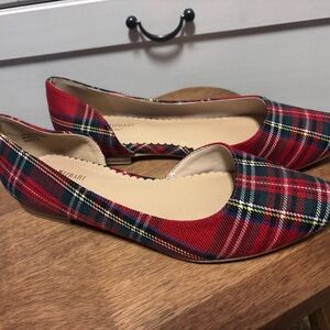 Isaac Mizrahi Red Plaid Flats
